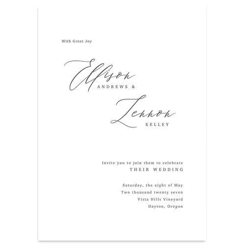 Minimal Calligraphy Wedding Invitations Steel Gray Signature Blank No Standard