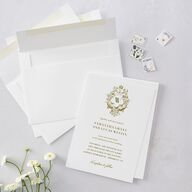 Ornate Vintage Crest Wedding Invitations Umber Signature Blank No Standard