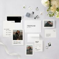 Cinematic Love Story Wedding Invitations Pure White Signature Blank No Standard
