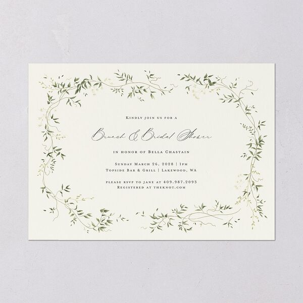 Dainty Fairytale Greenery Bridal Shower Invitations Hunter Green Signature Blank