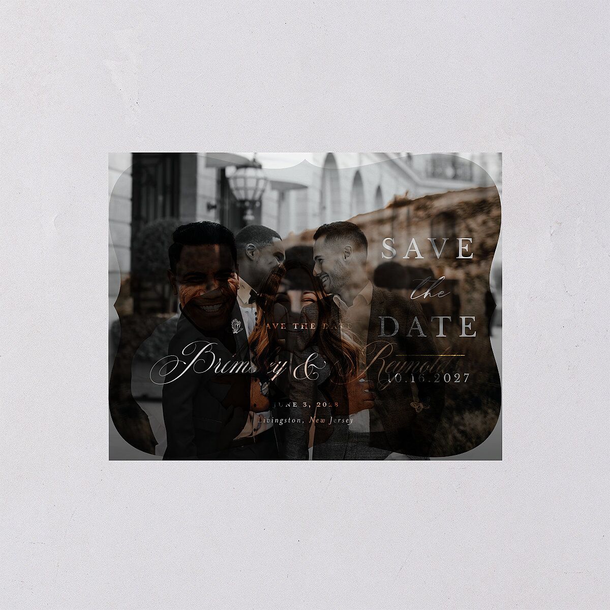 Elegant Antique Toile Frame Save the Date Petite Cards by Bridgerton Cruise Signature smooth Blank Bracket