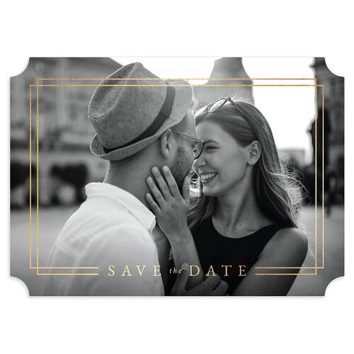 Double Frame Save The Date Cards Gold Merlot Signature smooth Blank No Ticket