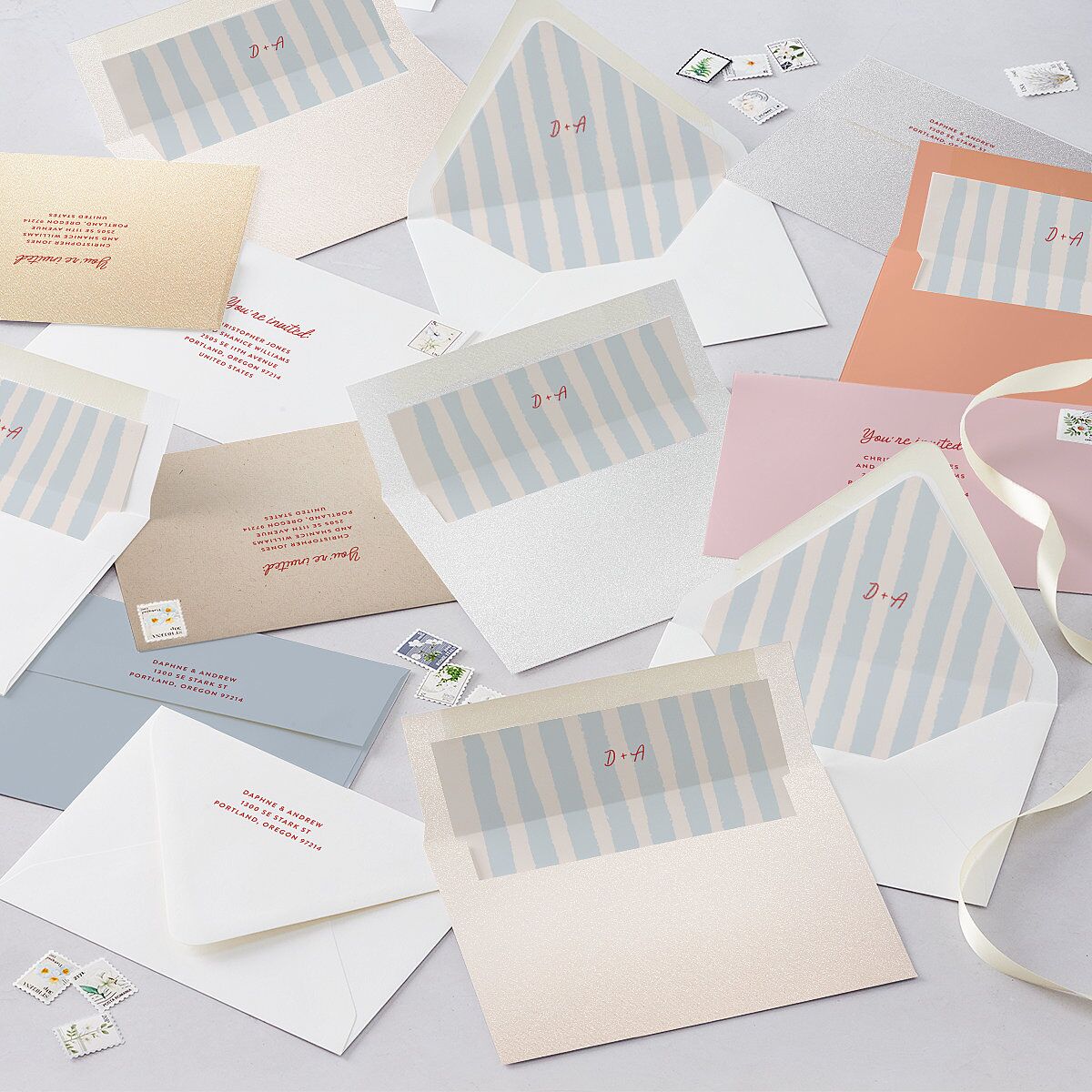 Eclectic Painted Stripes Euro Envelope Liners Red Clay Luxe