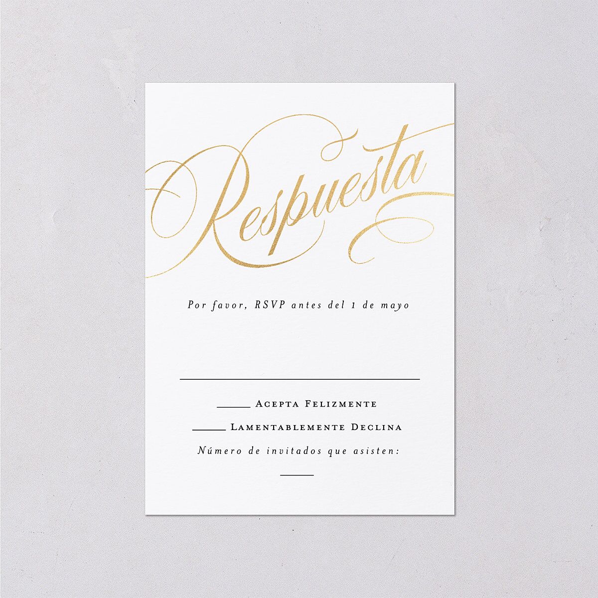 Nuestra Boda Wedding Response Cards Gold Pure White Signature