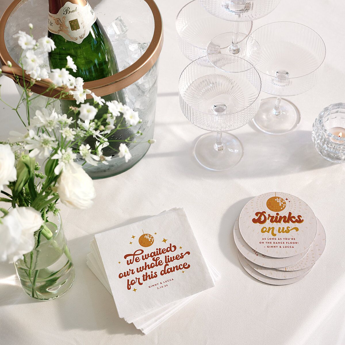 Disco Love Coasters Red Clay Cardboard Circle