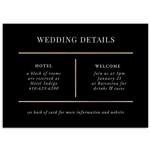 Classic Line Foil Wedding Event Detail Cards Midnight Gold Signature Standard