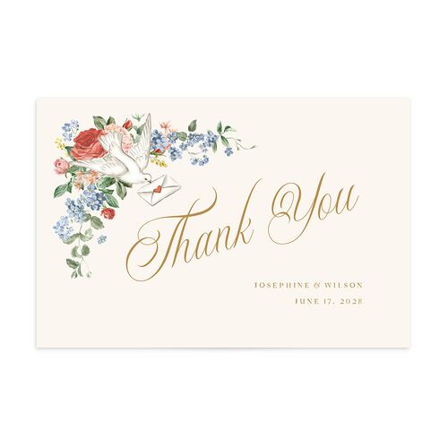 Vintage Love Doves Thank You Postcards Baby Blue