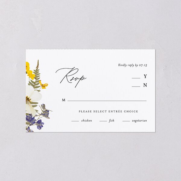 Pressed Flowers All-in-One Wedding Invitations Sunflower Signature Light Both Recipient and Return Addresses No