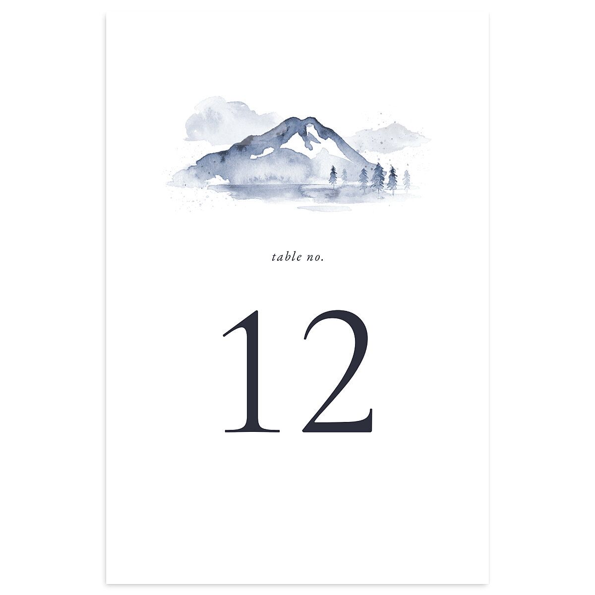 Watercolor Mountains Table Numbers