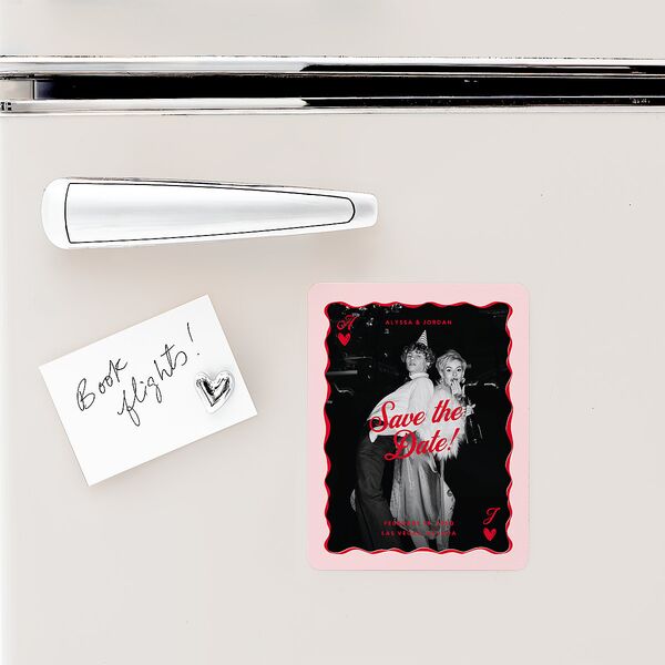 Hand Drawn Las Vegas Hearts Save The Date Magnets Crimson Magnet Paper