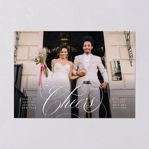 Elegant Cheer Holiday Cards Pure White Signature Blank