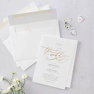 Romantic Calligraphy Foil Wedding Invitations Gold Silver Signature Blank No Standard
