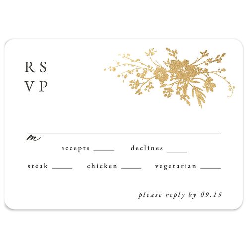 Gilded Wildflower Wedding Response Cards Gold Pure White Signature Rounded