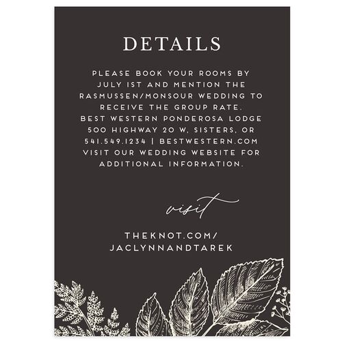 Botanical Frame Wedding Event Detail Cards Charcoal Signature Standard