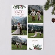 Botanical Corners Holiday Cards Garnet Signature Blank Standard Portrait
