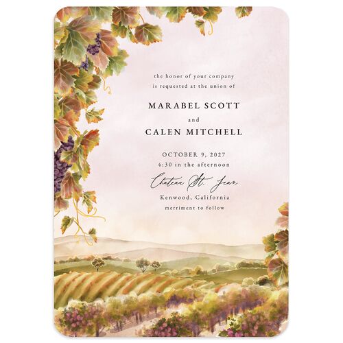 Romantic Vineyard Wedding Invitations Burgundy Signature Blank No Rounded