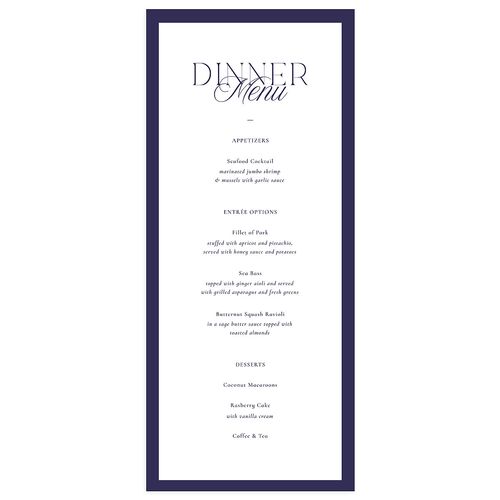 The Night Before Refined Monogram Menus Navy Signature