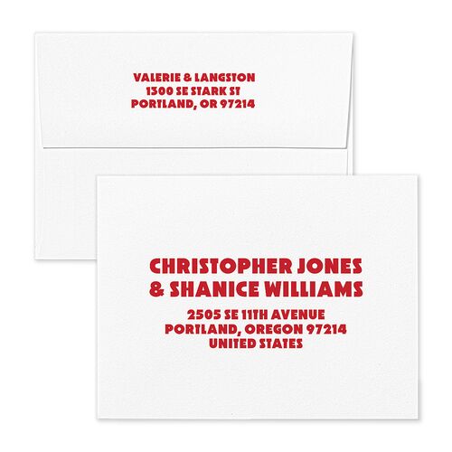 Retro Modern QR Code Save the Date Petite Card Envelopes White Tangerine Both Recipient and Return Addresses Signature Standard