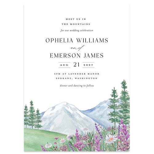 Mountain Wildflowers Wedding Invitations Lilac Signature Blank No Standard