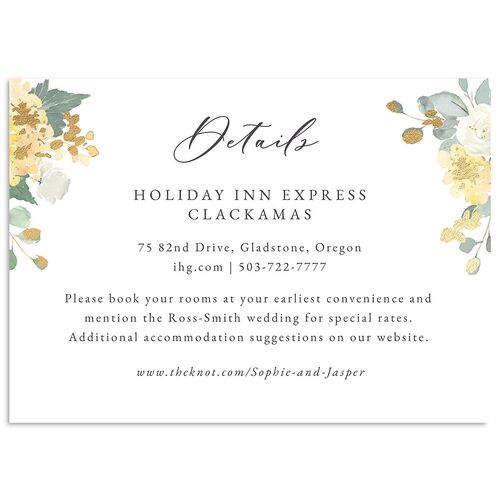 Gilded Hydrangea Wedding Enclosure Cards Gold Daffodil Signature Standard