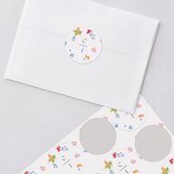 Scattered Blossoms Wedding Stickers Pastel Blue Circle