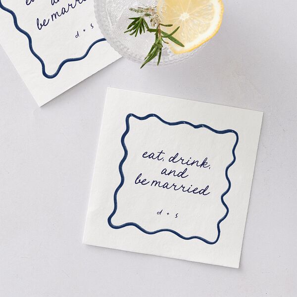Dainty Bow Cocktail Napkins Navy Napkin Uncoined