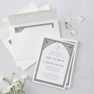 Church Stained Glass Wedding Invitations Moody Blue Signature Blank No Standard