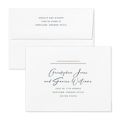 Refined Frame Thank You Card Envelopes White Moody Blue Both Recipient and Return Addresses Signature Standard