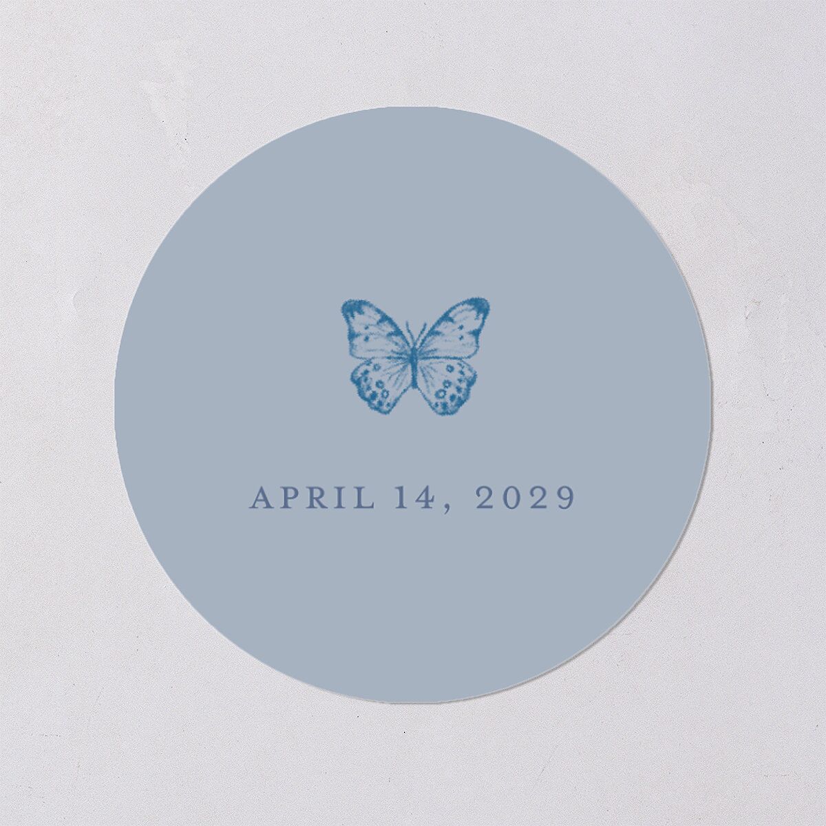 Antique Garden Lace Floral Wedding Stickers French Blue Circle