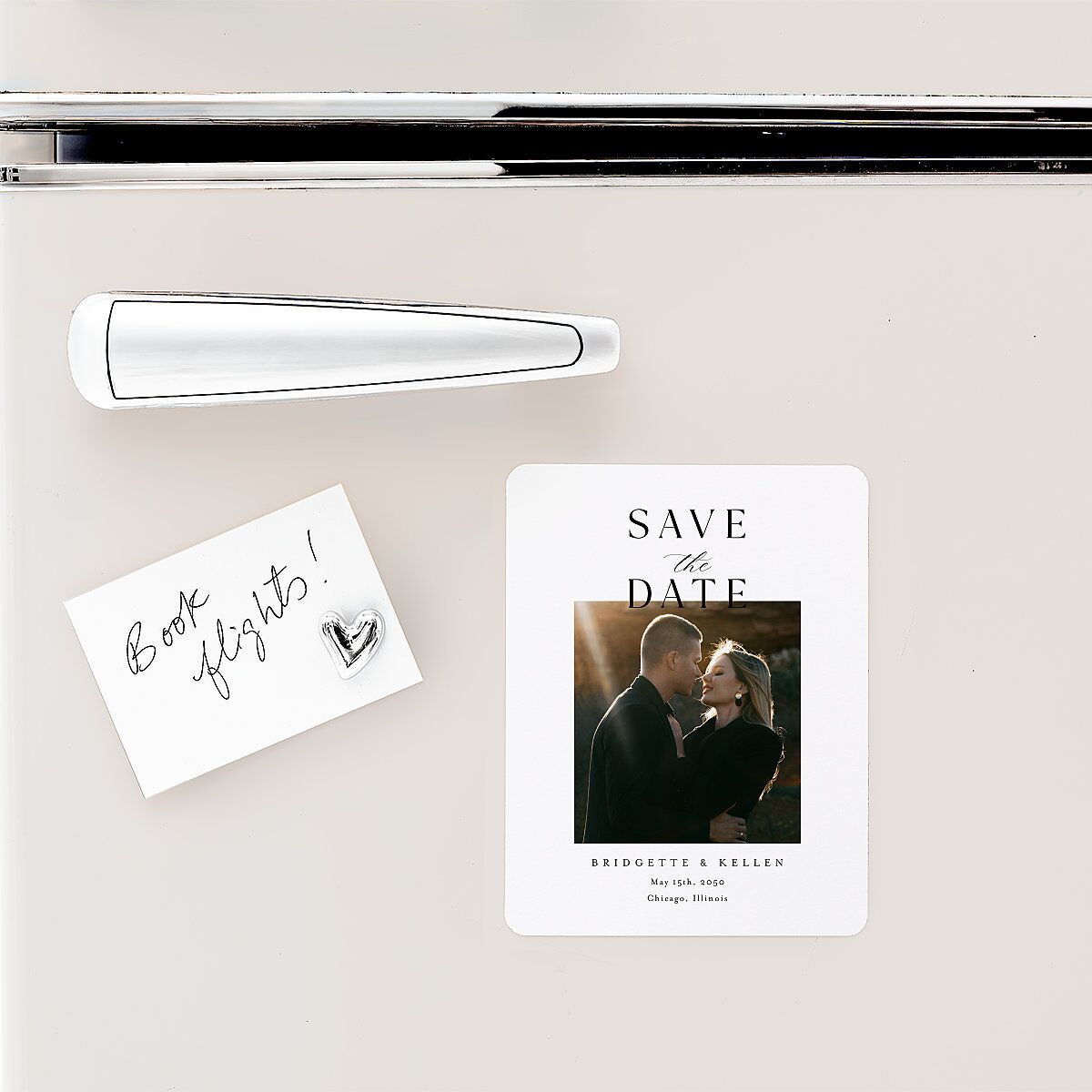 Timeless Typography Save The Date Magnets Pure White Magnet Paper