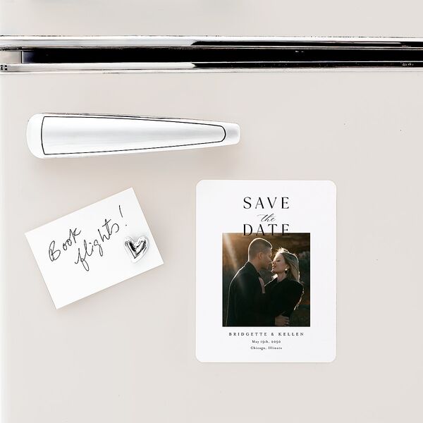 Timeless Typography Save The Date Magnets Pure White Magnet Paper