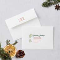 Vintage Holiday Wreath Holiday Cards Hunter Green Signature Blank Standard