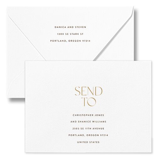 Windows Wedding Invitation Euro Envelopes White Umber Both Recipient and Return Addresses Luxe Signature