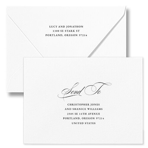 Branches Monogram Wedding Invitation Euro Envelopes Charcoal White Return Address Luxe Signature