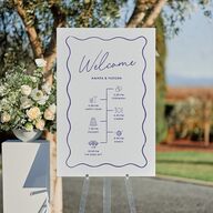 Hand Drawn Wavy Border Standard Welcome Sign Large Sapphire Standard Indoor Foam Core L Welcome