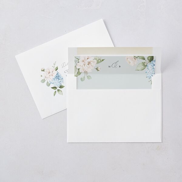 Elegant Peonies and Hydrangeas Wedding Invitations Baby Blue Signature Blank No Standard