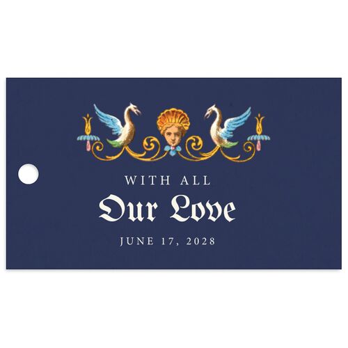 Medieval Renaissance Favor Gift Tags Royal Blue Signature