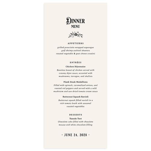 Vintage Storybook Menus Charcoal Signature
