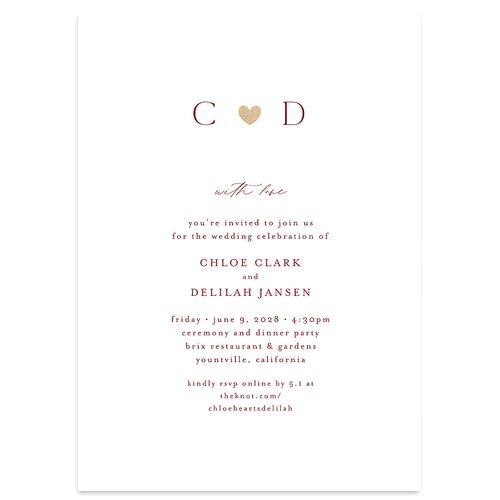 Dainty Heart Wedding Invitations Ruby Gold No Signature Blank