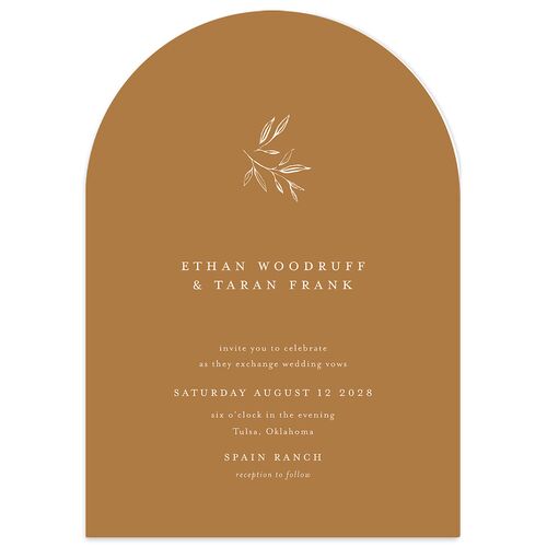 Minimal Leaves Wedding Invitations Saddle Signature Blank No Arch