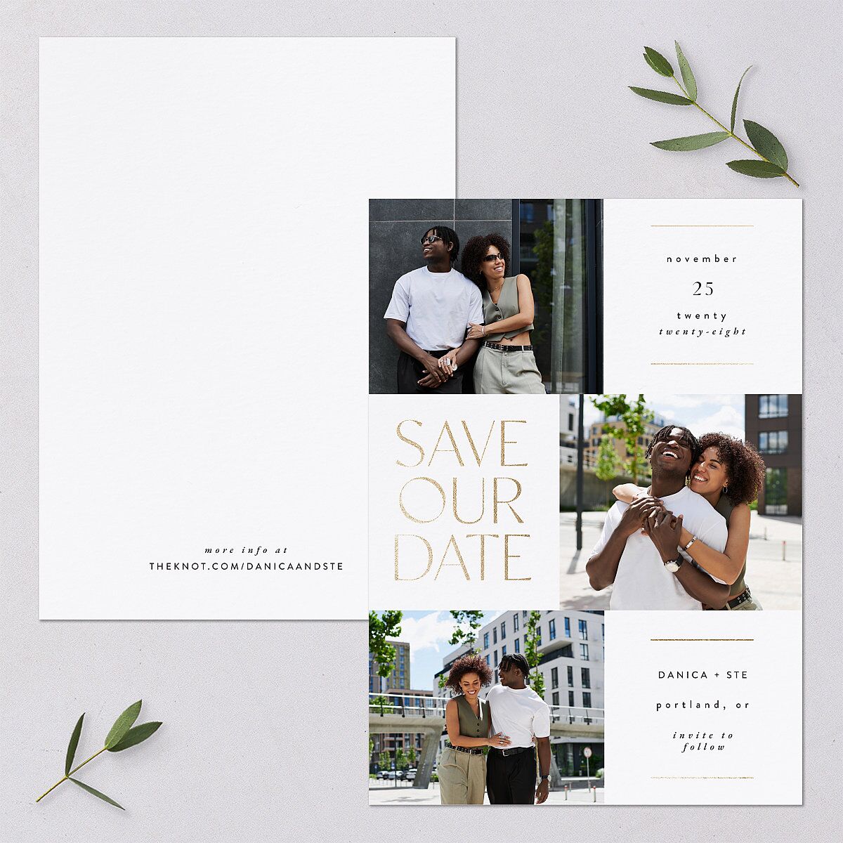 Windows Save The Date Cards Gold Pure White Signature smooth Blank No Standard
