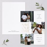 Windows Save The Date Cards Gold Pure White Signature smooth Blank No Standard