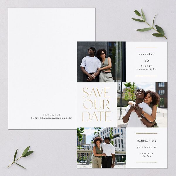 Windows Save The Date Cards Gold Pure White Signature smooth Blank No Standard