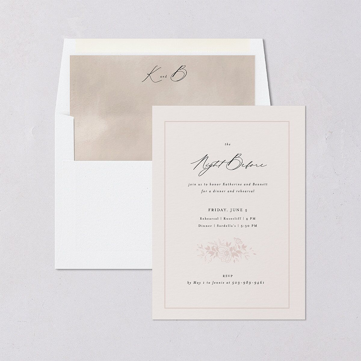 Baroque Garden Rehearsal Dinner Invitations Champagne Signature Blank