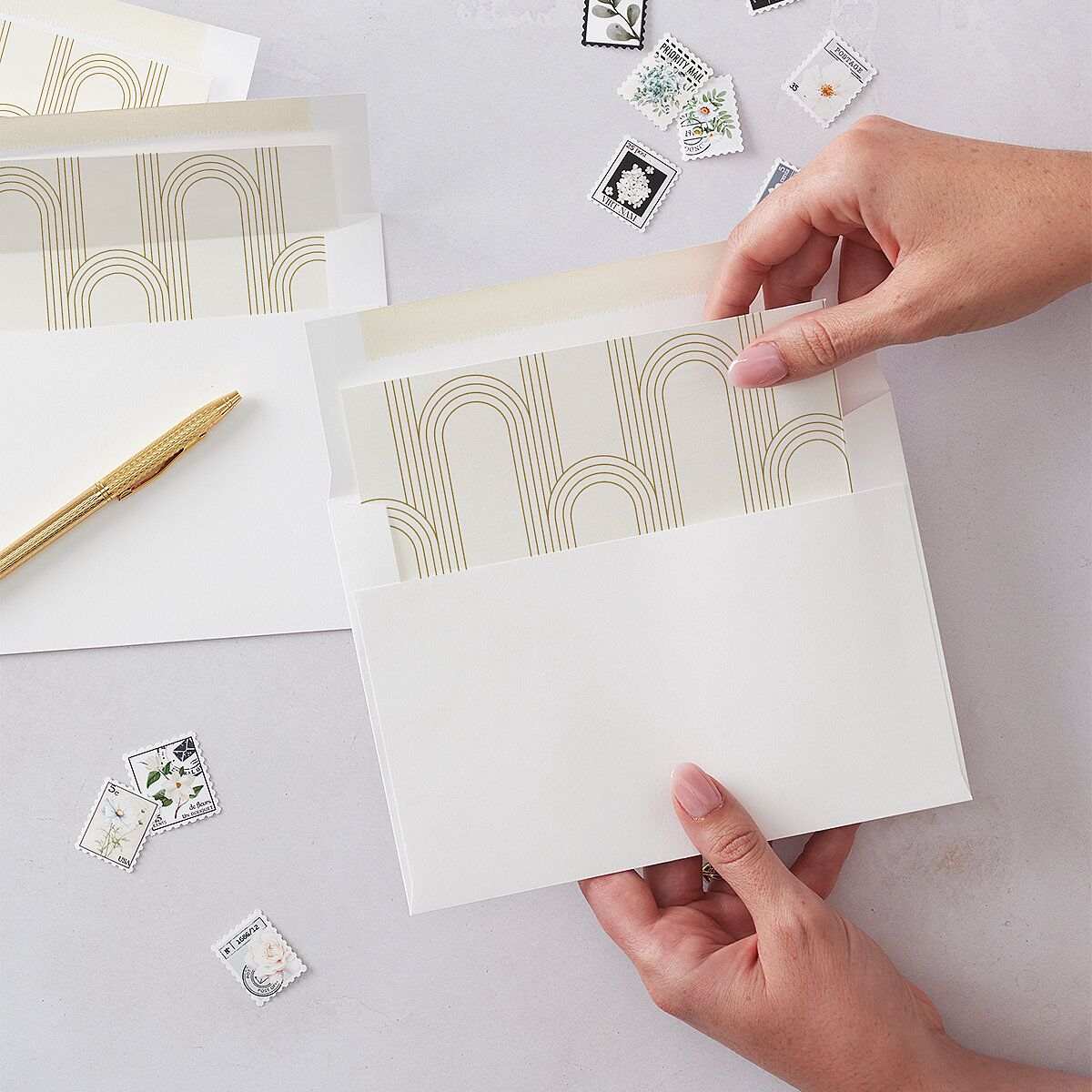 Old Hollywood Glam Envelope Liners Champagne Standard
