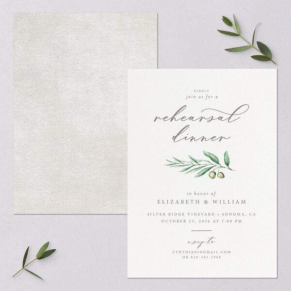 Painted Winery Rehearsal Dinner Invitations Green Apple Signature Blank