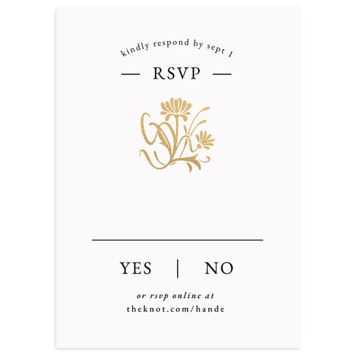 Nouveau Frame Foil Wedding Response Cards Gold Licorice Signature Standard