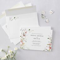 Glistening Wildflower Bridal Shower Invitations Soft Peach Signature Blank Standard