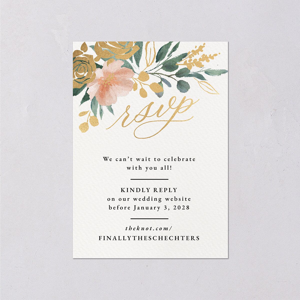 Exquisite Garden Wedding Response Cards Gold Blossom Signature Standard