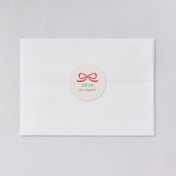 Whimsical Holiday Bow with Garland Holiday Stickers Ruby Circle